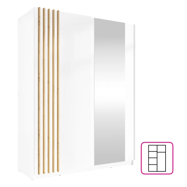 Skříň, 2D-150, bílá/dub artisan, BAJADERO TYP 1