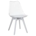Židle, transparentní bílá, akryl/ekokůže/bílá, BALI 3 NEW