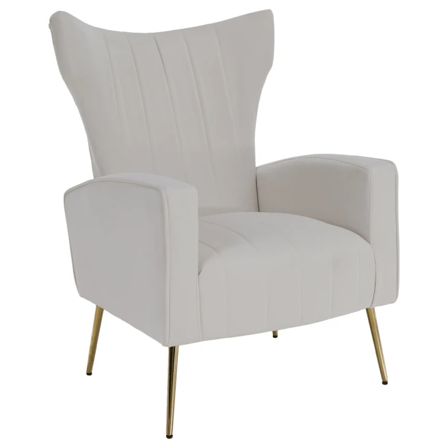 Relaxační křeslo, béžová Velvet látka, BARET