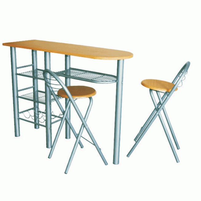 Komplet barový stůl + 2 židle, buk, 120x40 cm, BOXER