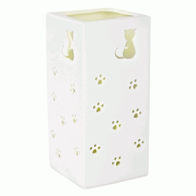 Keramická stolní lampa, bílá / vzor kočky, BELLE TYP 2