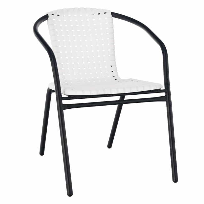 Záhradní židle, stohovatelná, bílá / černá, BERGOLA