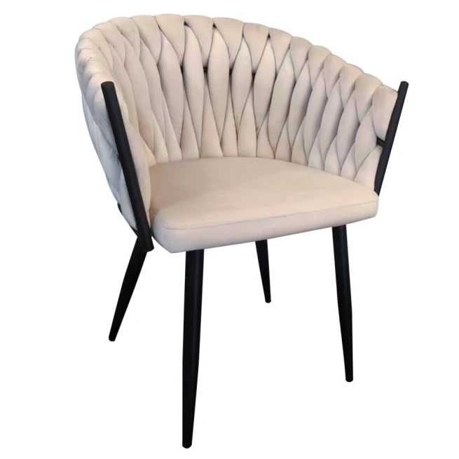 Jídelní křeslo,světle béžová Velvet látka/černá, BLER