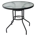 Jídelní stůl, černá ocel/tvrzené sklo, BORGEN NEW TYP 2