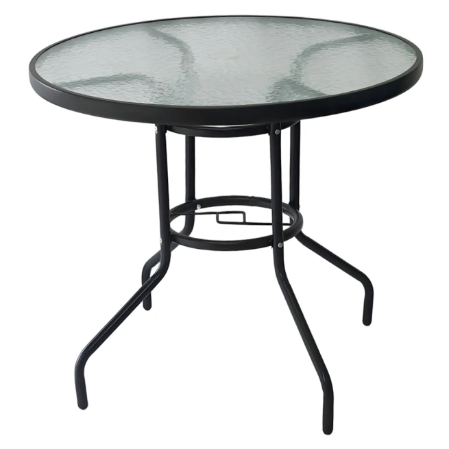 Jídelní stůl, černá ocel/tvrzené sklo, BORGEN NEW TYP 2