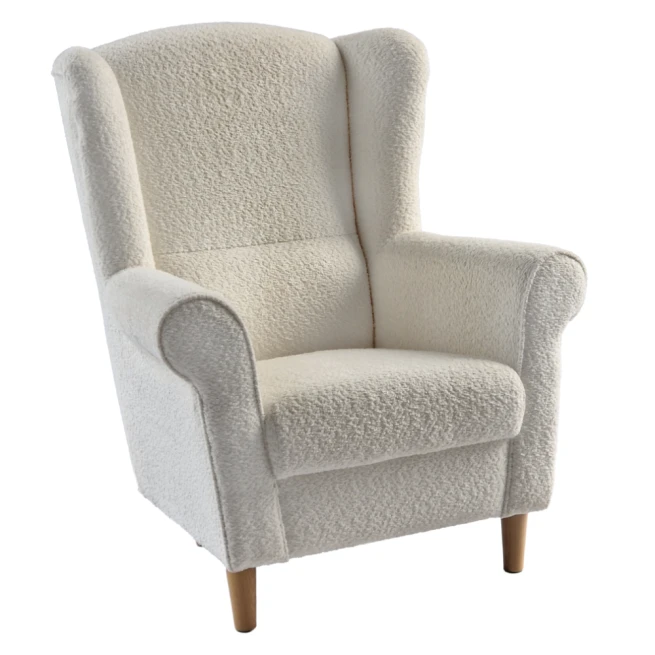 Křeslo ušák, smetanová látka Coral, CHARLOT