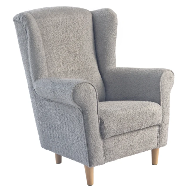 Křeslo ušák, šedá látka Coral, CHARLOT