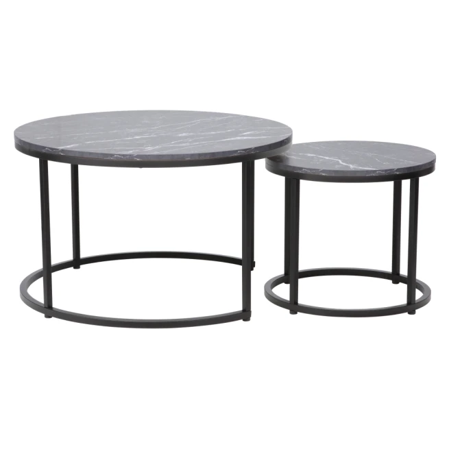 Konferenční stolky, set 2 ks, tmavě šedá/černá, CIRKO