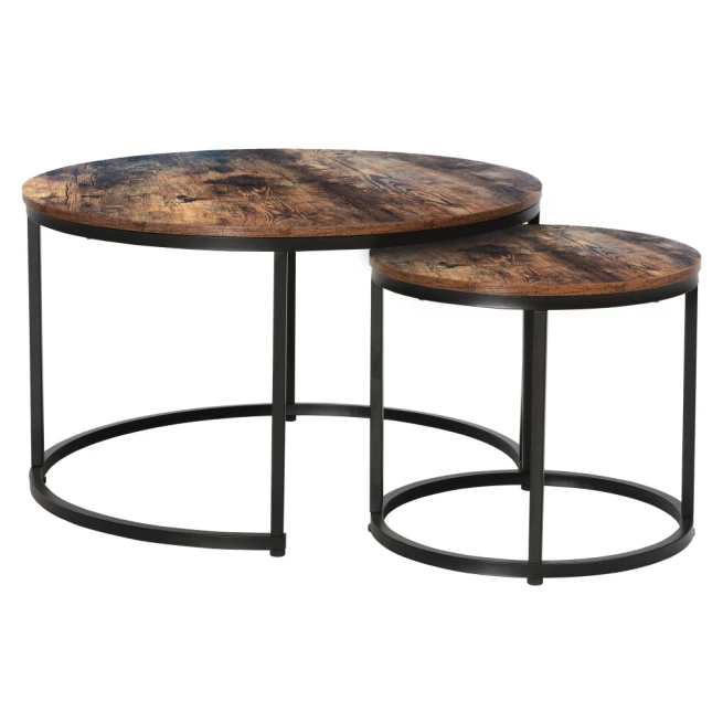 Konferenční stolky, set 2 ks, ořech/černá, CIRKO