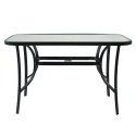 Jídelní stůl, černá ocel/tvrzené sklo, DEMAT NEW