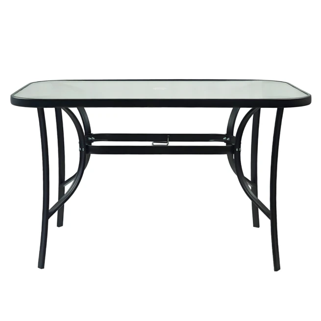Jídelní stůl, černá ocel/tvrzené sklo, DEMAT NEW
