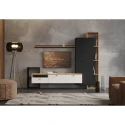Obývací stěna, černá/bílá/dub craft zlatý, DENISO