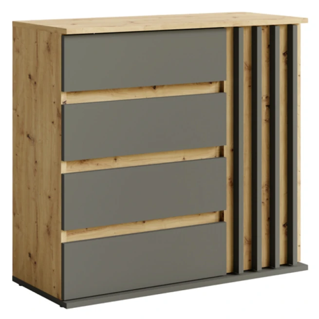 Komoda, 1D4S grafit/dub artisan, DERIS