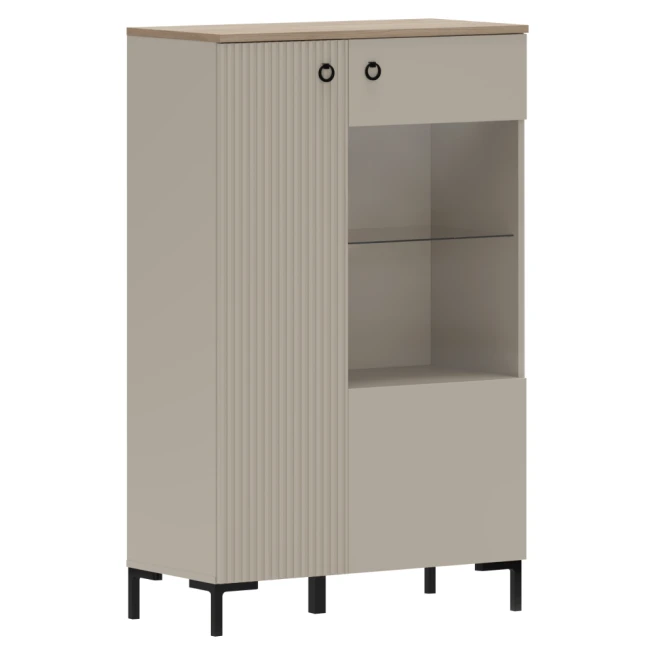 Nízká vitrína, šedohnědá Taupe/dub silverjack, DOMCA…