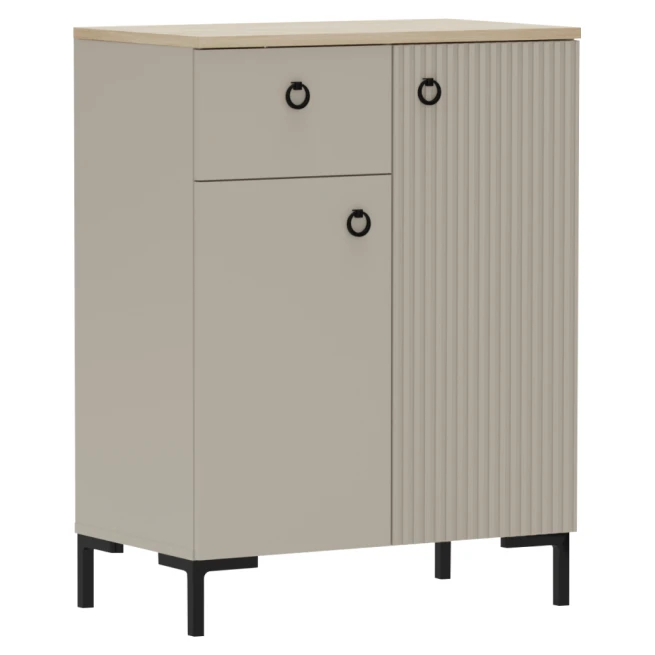 Komoda, šedohnědá Taupe/dub silverjack, DOMCA 2D1S