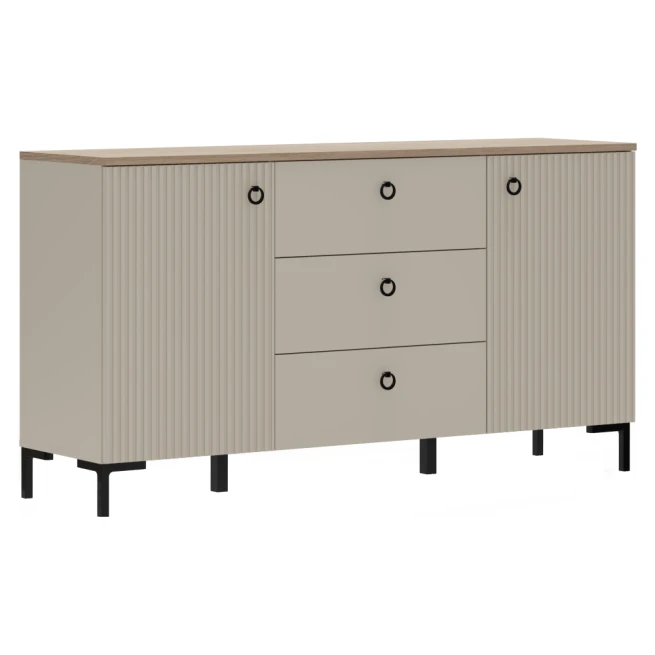 Komoda, šedohnědá Taupe/dub silverjack, DOMCA 2D3S