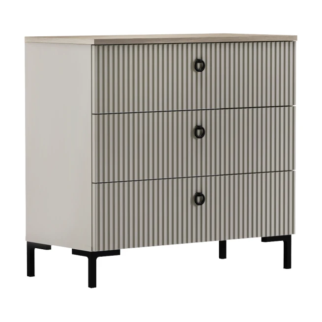 Komoda, šedohnědá Taupe/dub silverjack, DOMCA 3S