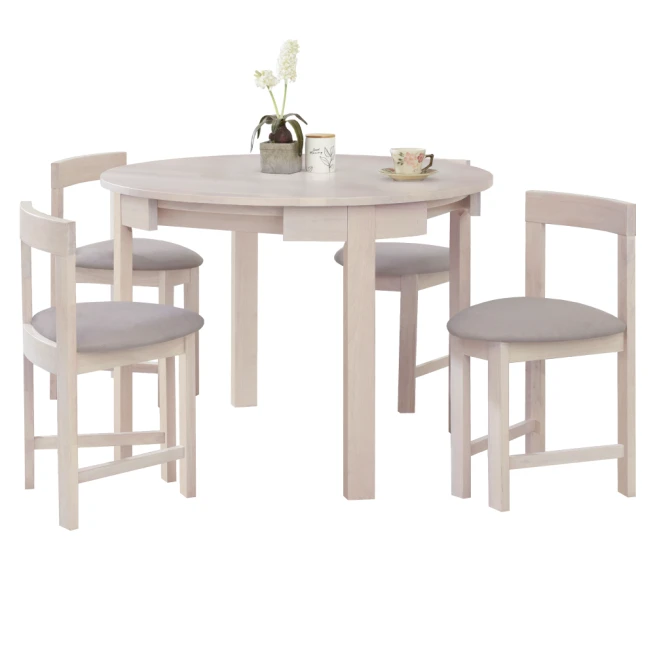 Jídelní set 1+4, masivní dřevo, bílá vzor dřevo/sivobéžová,…