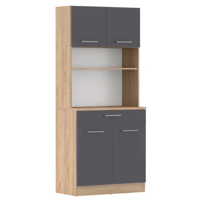 Čtyřdveřový kredenc, dub artisan/grafit, DOMIS NEW