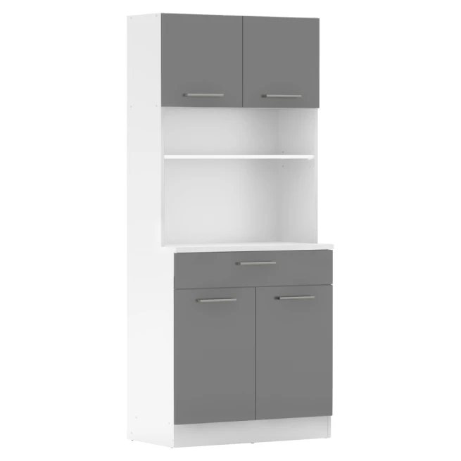 Čtyřdveřový kredenc, bílá / grafit, DOMIS NEW