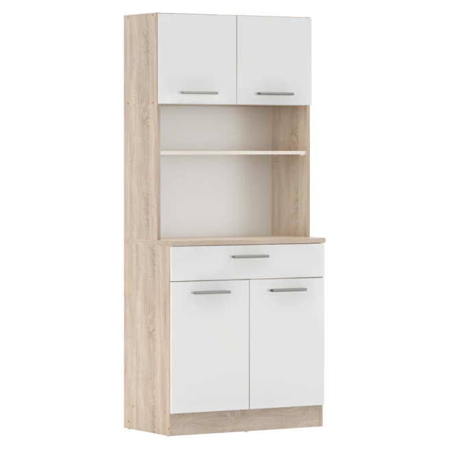 Čtyřdveřový kredenc, dub sonoma / bílá, DOMIS NEW