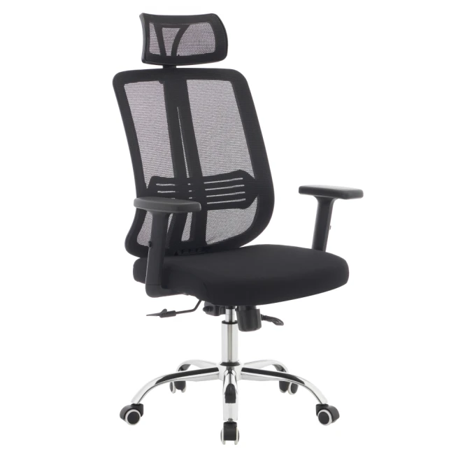 Kancelářské křeslo, černá/chrom, DUVAL