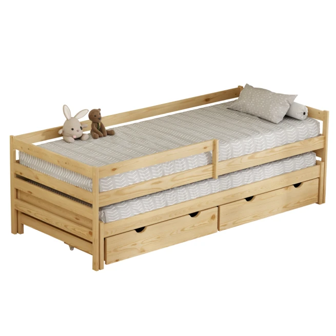 Postel s přistýlkou a úložným prostorem, 90x200, přírodní,…