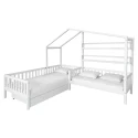 Postel s roštem pro 2 děti, 90x200+70x140 cm, bílá, ENOLA
