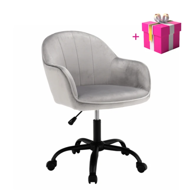 Kancelářské křeslo, Velvet látka světle šedá/černá, Erol + dárek