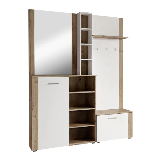 Předsíňová sestava, bílá/dub artisan, FANDU