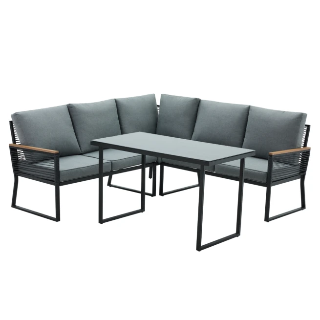 Zahradní set, černá/šedá, FARLY