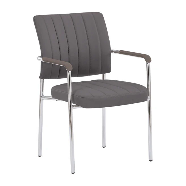 Zasedací židle, šedohnědá Taupe, ekokůže/chrom, FLORIN