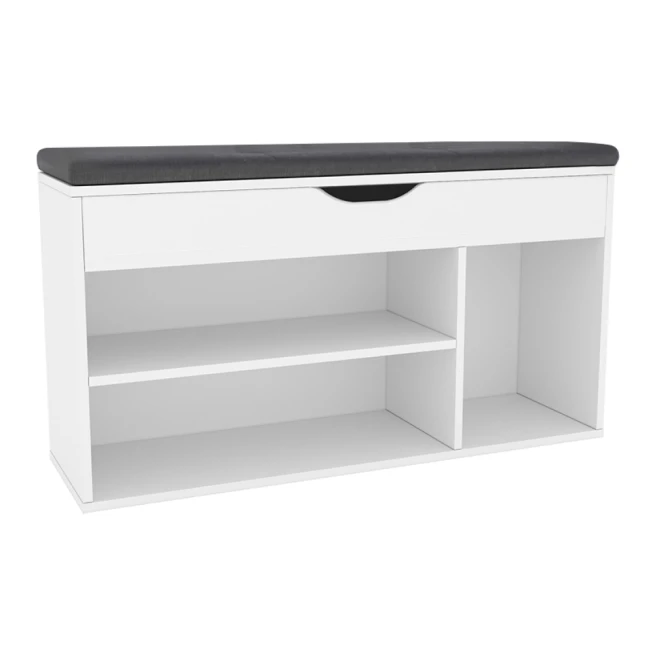 Botník s lavicí, bílá, FUDDY NEW