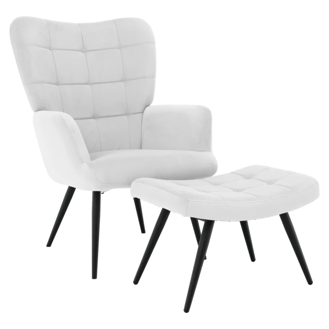 Křeslo s podnoží, světle šedá Velvet látka/černá, HABEN