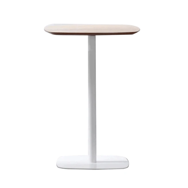 Barový stůl, dub / bílá, MDF / kov, průměr 60 cm, HARLOV