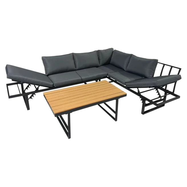 Zahradní set, černá/tmavě šedá/přírodní, ILARIA