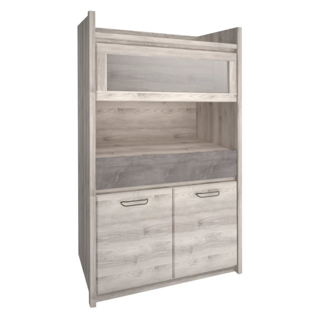 Vitrína nízká 2D1W1S, kaštan nairobi/onyx, JESI NEW