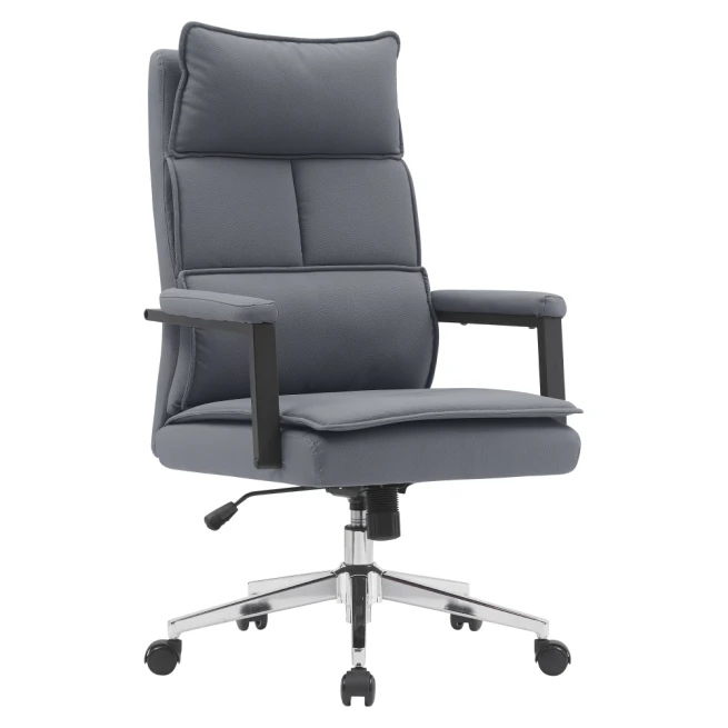 Kancelářské křeslo, šedá ekokůže/chrom, KAHIL