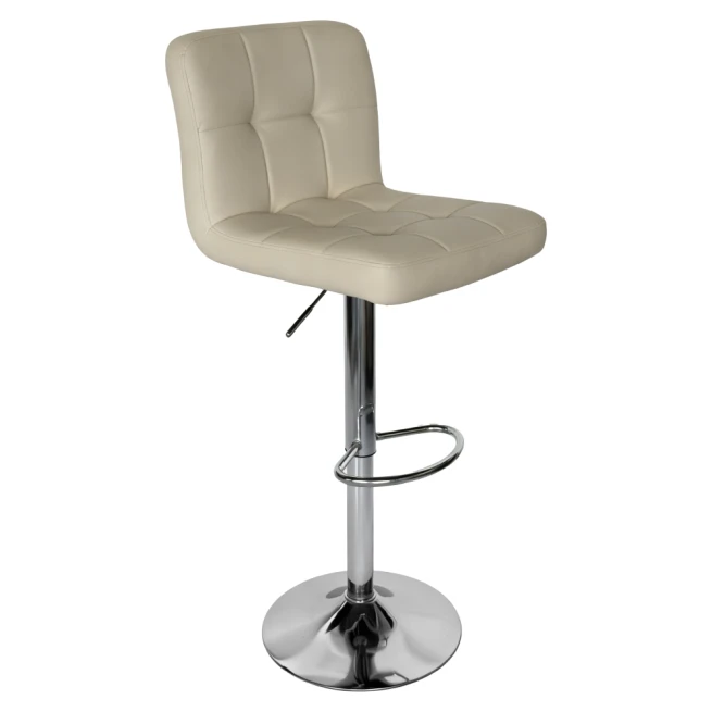 Barová židle, béžová ekokůže/chrom, KANDY 2 NEW