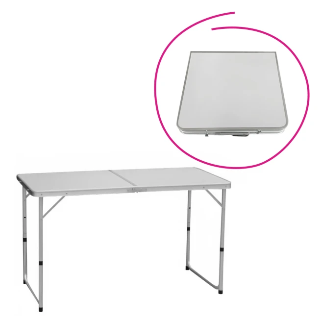 Skládací kempinkový stůl, 120 cm, hliník/MDF, KEPI TYP 1