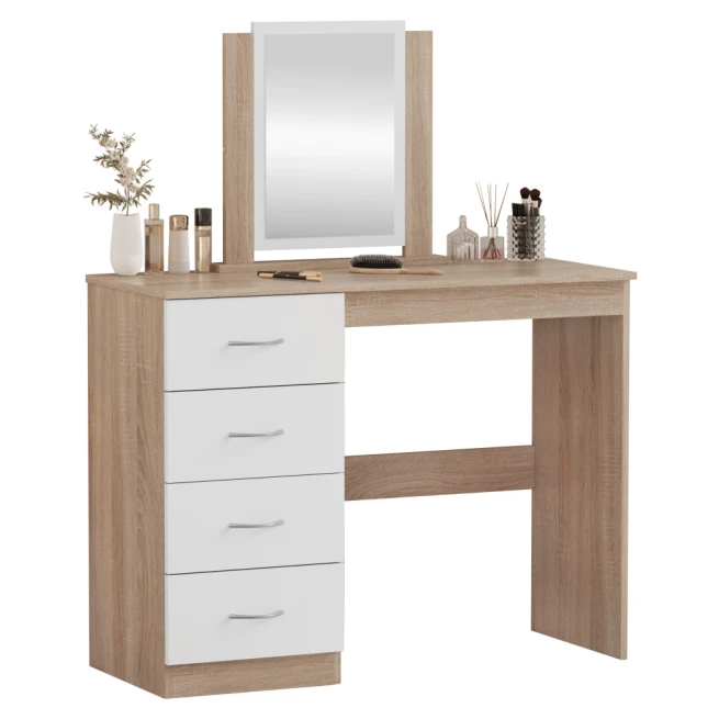 Toaletní stolek, dub sonoma/bílá, KLEVIS
