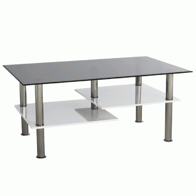 Konferenční stolek, bílá extra vysoký lesk HG / sklo, SVEN