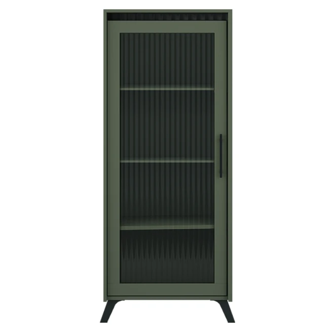 Vitrína, smoke zelená/černá, LONGY REG1W