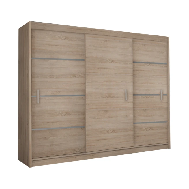 Skříň s posuvnými dveřmi, dub sonoma/šedá, MERINA 250