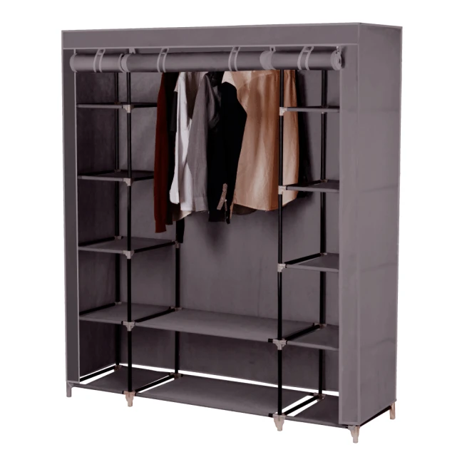 Šatní organizér, látka / kov, hnědá, METIN