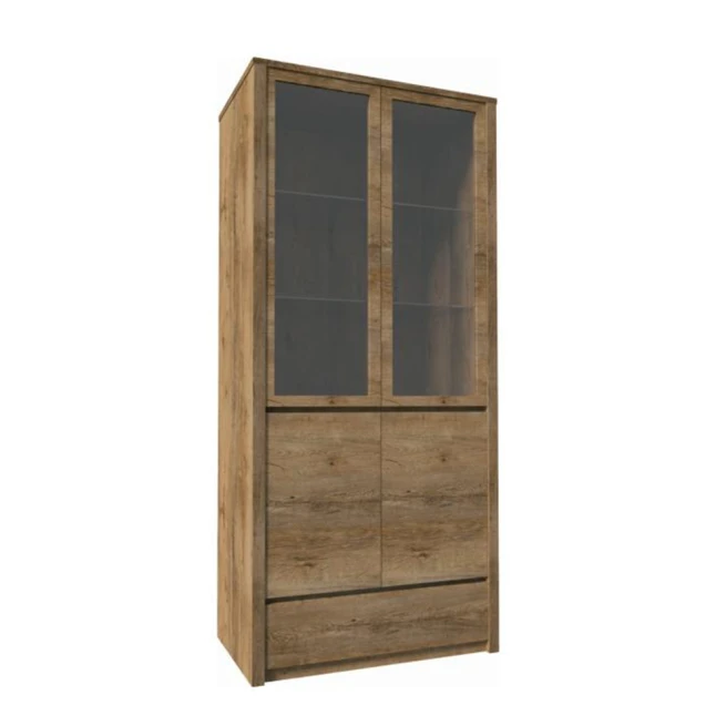 Vitrína, dub lefkas tmavý, MONTANA W2D
