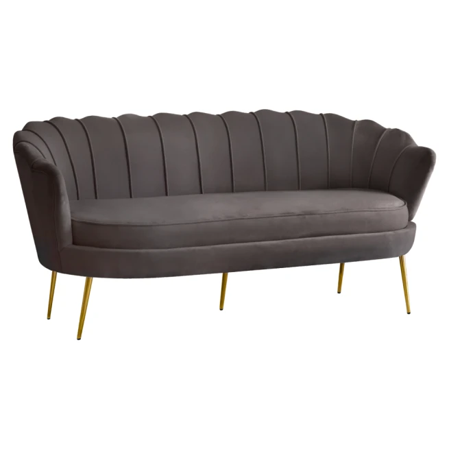 Luxusní pohovka, 3-sed, šedá Velvet látka/zlatá, Art-deco,…