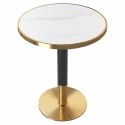 Jídelní bistro stůl, bílý mramor/černá/zlatá, průměr 80 cm,…