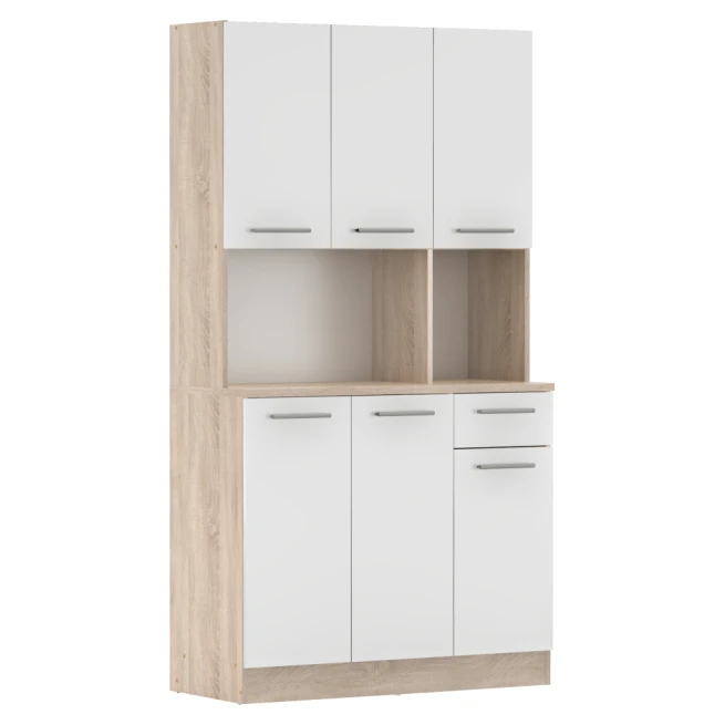 Šestidveřový kredenc, dub sonoma / bílá, PELION NEW