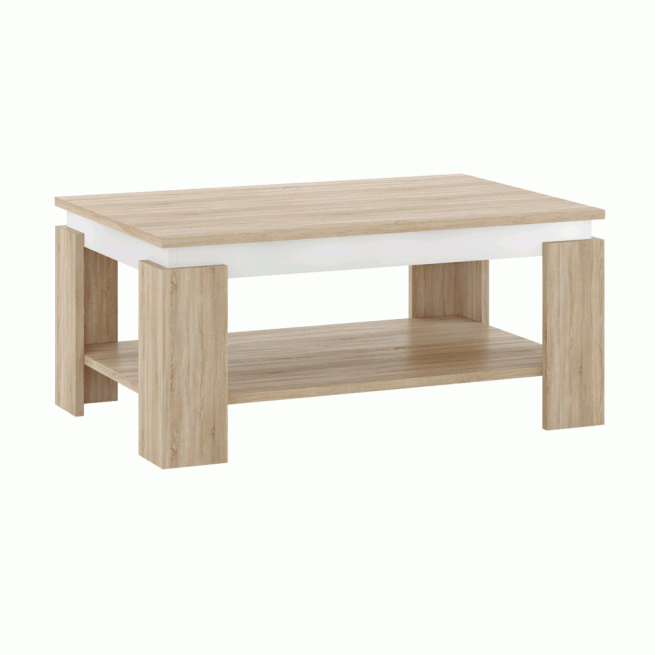 Konferenční stolek, dub sonoma/bílá, PIANI